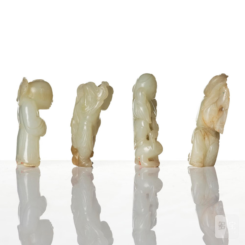 A group of four figural jade sculptures, - 图4
